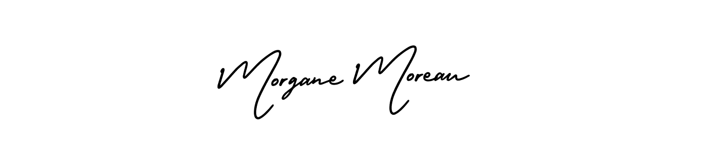 You should practise on your own different ways (AmerikaSignatureDemo-Regular) to write your name (Morgane Moreau) in signature. don't let someone else do it for you. Morgane Moreau signature style 3 images and pictures png