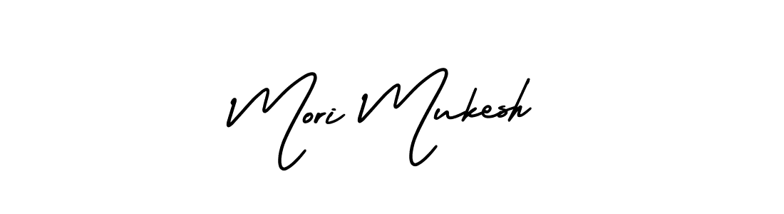 How to make Mori Mukesh name signature. Use AmerikaSignatureDemo-Regular style for creating short signs online. This is the latest handwritten sign. Mori Mukesh signature style 3 images and pictures png