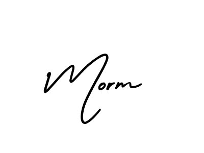 You should practise on your own different ways (AmerikaSignatureDemo-Regular) to write your name (Morm) in signature. don't let someone else do it for you. Morm signature style 3 images and pictures png