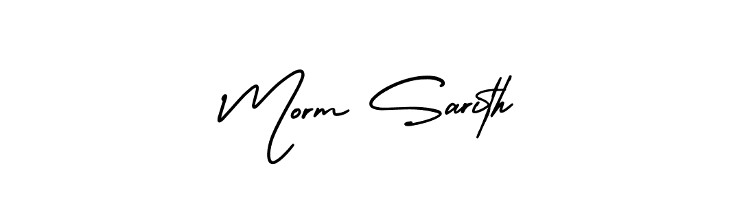 Morm Sarith stylish signature style. Best Handwritten Sign (AmerikaSignatureDemo-Regular) for my name. Handwritten Signature Collection Ideas for my name Morm Sarith. Morm Sarith signature style 3 images and pictures png