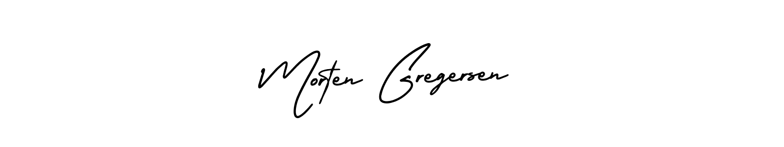 This is the best signature style for the Morten Gregersen name. Also you like these signature font (AmerikaSignatureDemo-Regular). Mix name signature. Morten Gregersen signature style 3 images and pictures png