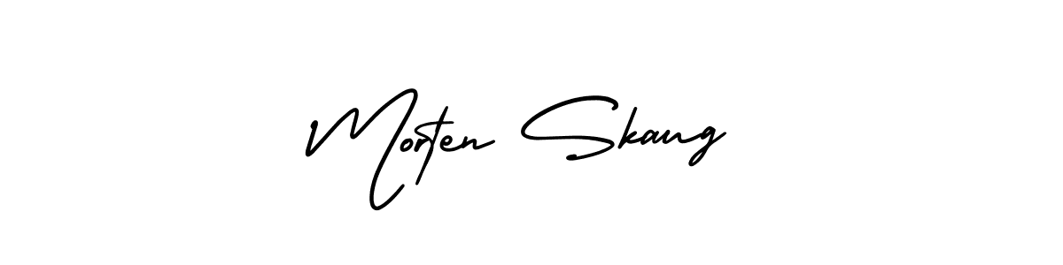 How to make Morten Skaug name signature. Use AmerikaSignatureDemo-Regular style for creating short signs online. This is the latest handwritten sign. Morten Skaug signature style 3 images and pictures png