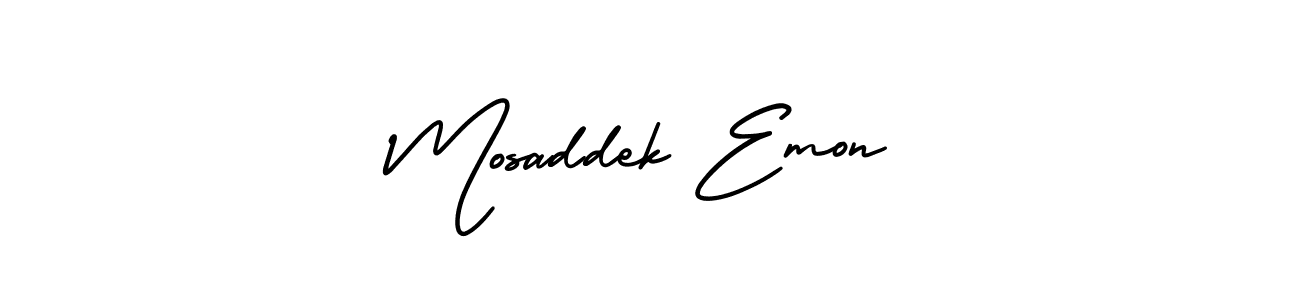 Make a short Mosaddek Emon signature style. Manage your documents anywhere anytime using AmerikaSignatureDemo-Regular. Create and add eSignatures, submit forms, share and send files easily. Mosaddek Emon signature style 3 images and pictures png