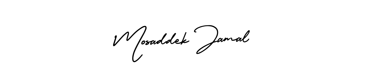 This is the best signature style for the Mosaddek Jamal name. Also you like these signature font (AmerikaSignatureDemo-Regular). Mix name signature. Mosaddek Jamal signature style 3 images and pictures png