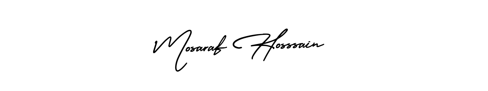 The best way (AmerikaSignatureDemo-Regular) to make a short signature is to pick only two or three words in your name. The name Mosaraf Hosssain include a total of six letters. For converting this name. Mosaraf Hosssain signature style 3 images and pictures png