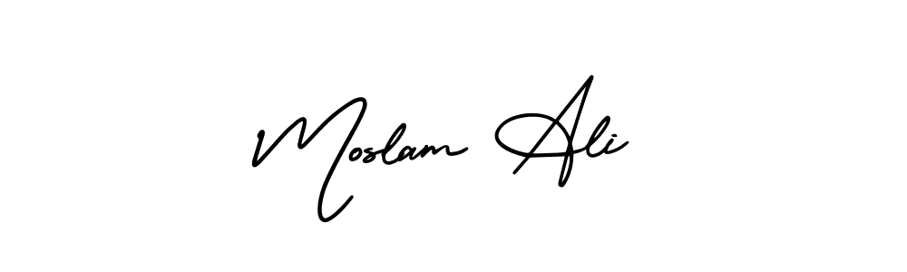 AmerikaSignatureDemo-Regular is a professional signature style that is perfect for those who want to add a touch of class to their signature. It is also a great choice for those who want to make their signature more unique. Get Moslam Ali name to fancy signature for free. Moslam Ali signature style 3 images and pictures png