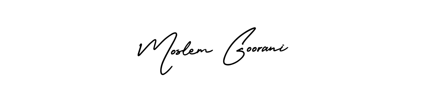 Design your own signature with our free online signature maker. With this signature software, you can create a handwritten (AmerikaSignatureDemo-Regular) signature for name Moslem Goorani. Moslem Goorani signature style 3 images and pictures png