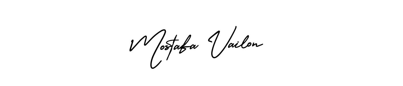The best way (AmerikaSignatureDemo-Regular) to make a short signature is to pick only two or three words in your name. The name Mostafa Vailon include a total of six letters. For converting this name. Mostafa Vailon signature style 3 images and pictures png