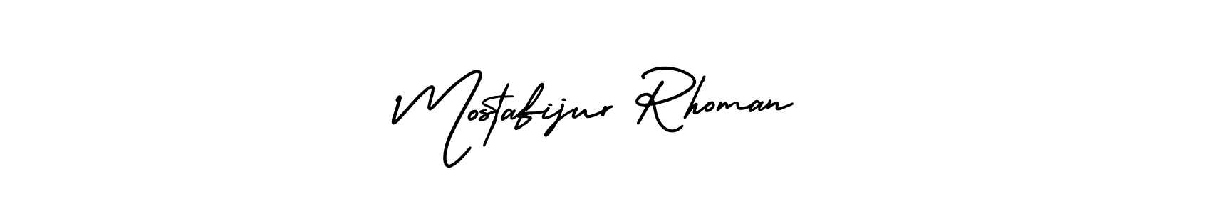 The best way (AmerikaSignatureDemo-Regular) to make a short signature is to pick only two or three words in your name. The name Mostafijur Rhoman include a total of six letters. For converting this name. Mostafijur Rhoman signature style 3 images and pictures png