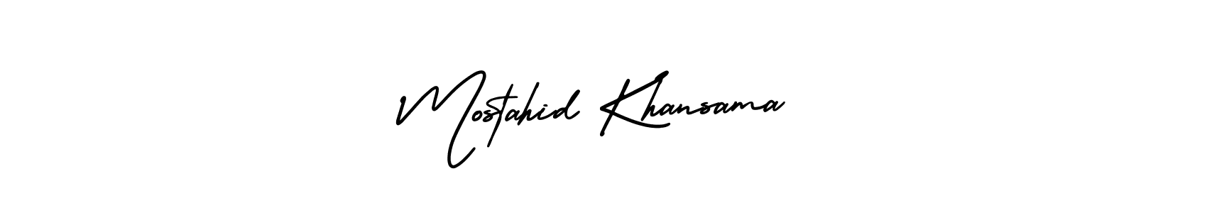 The best way (AmerikaSignatureDemo-Regular) to make a short signature is to pick only two or three words in your name. The name Mostahid Khansama include a total of six letters. For converting this name. Mostahid Khansama signature style 3 images and pictures png