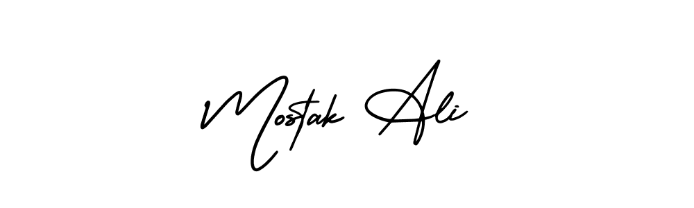 The best way (AmerikaSignatureDemo-Regular) to make a short signature is to pick only two or three words in your name. The name Mostak Ali include a total of six letters. For converting this name. Mostak Ali signature style 3 images and pictures png