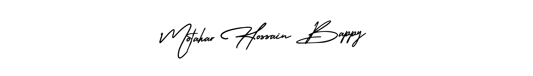 The best way (AmerikaSignatureDemo-Regular) to make a short signature is to pick only two or three words in your name. The name Motahar Hossain Bappy include a total of six letters. For converting this name. Motahar Hossain Bappy signature style 3 images and pictures png