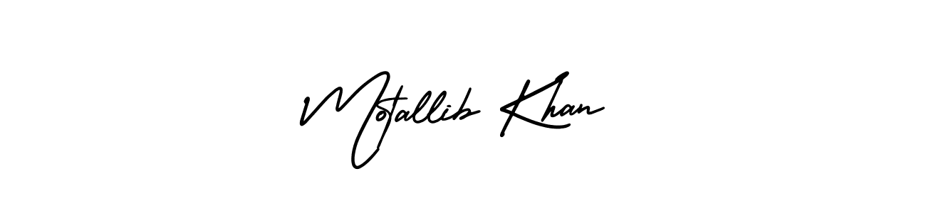 The best way (AmerikaSignatureDemo-Regular) to make a short signature is to pick only two or three words in your name. The name Motallib Khan include a total of six letters. For converting this name. Motallib Khan signature style 3 images and pictures png