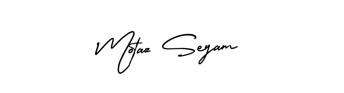 This is the best signature style for the Motaz Seyam name. Also you like these signature font (AmerikaSignatureDemo-Regular). Mix name signature. Motaz Seyam signature style 3 images and pictures png