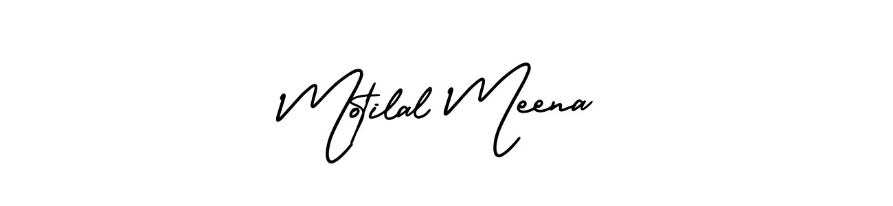 The best way (AmerikaSignatureDemo-Regular) to make a short signature is to pick only two or three words in your name. The name Motilal Meena include a total of six letters. For converting this name. Motilal Meena signature style 3 images and pictures png