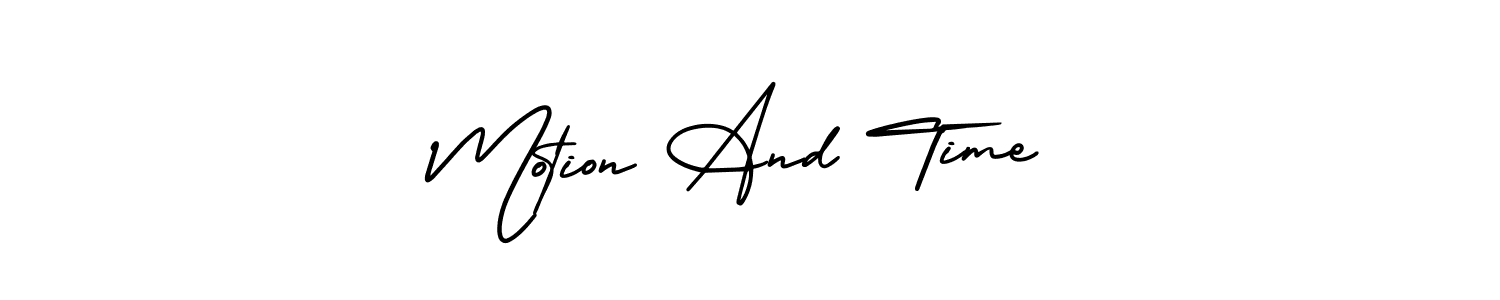 Motion And Time stylish signature style. Best Handwritten Sign (AmerikaSignatureDemo-Regular) for my name. Handwritten Signature Collection Ideas for my name Motion And Time. Motion And Time signature style 3 images and pictures png