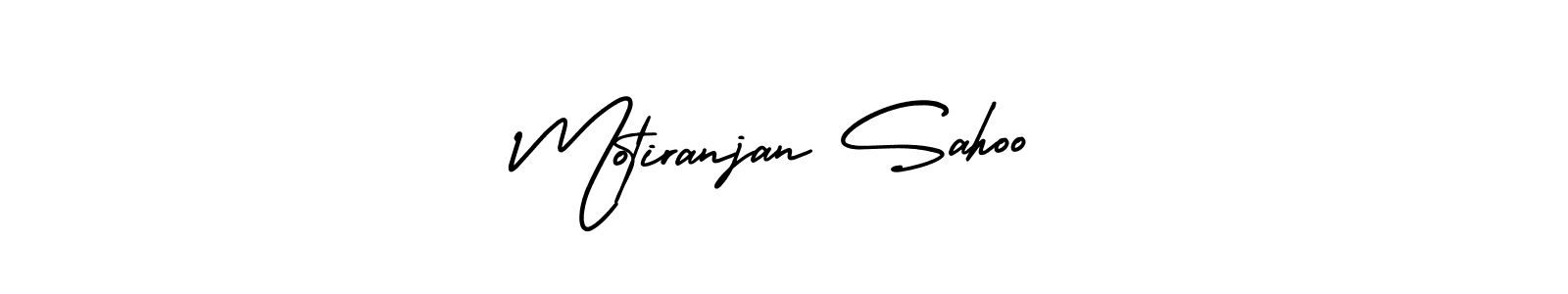 The best way (AmerikaSignatureDemo-Regular) to make a short signature is to pick only two or three words in your name. The name Motiranjan Sahoo include a total of six letters. For converting this name. Motiranjan Sahoo signature style 3 images and pictures png