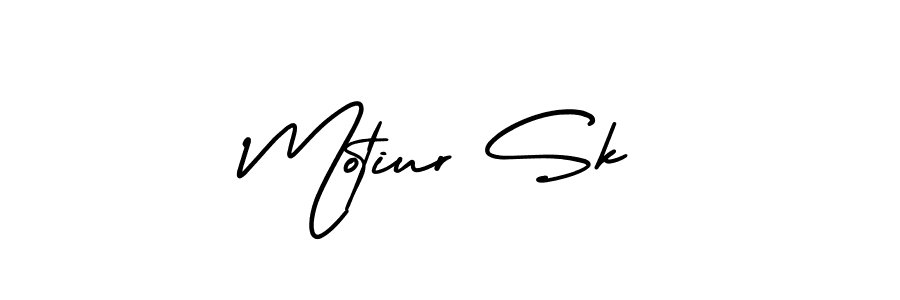 You should practise on your own different ways (AmerikaSignatureDemo-Regular) to write your name (Motiur Sk) in signature. don't let someone else do it for you. Motiur Sk signature style 3 images and pictures png