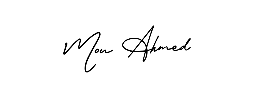 Make a short Mou Ahmed signature style. Manage your documents anywhere anytime using AmerikaSignatureDemo-Regular. Create and add eSignatures, submit forms, share and send files easily. Mou Ahmed signature style 3 images and pictures png