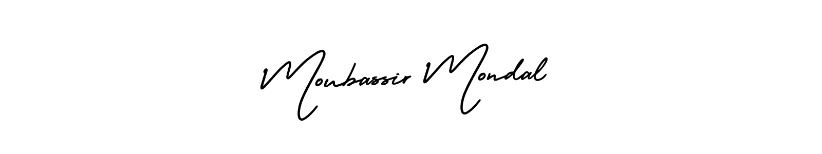 The best way (AmerikaSignatureDemo-Regular) to make a short signature is to pick only two or three words in your name. The name Moubassir Mondal include a total of six letters. For converting this name. Moubassir Mondal signature style 3 images and pictures png