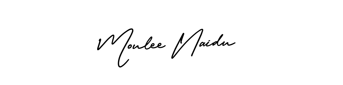 The best way (AmerikaSignatureDemo-Regular) to make a short signature is to pick only two or three words in your name. The name Moulee Naidu include a total of six letters. For converting this name. Moulee Naidu signature style 3 images and pictures png