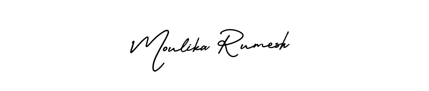 Make a short Moulika Rumesh signature style. Manage your documents anywhere anytime using AmerikaSignatureDemo-Regular. Create and add eSignatures, submit forms, share and send files easily. Moulika Rumesh signature style 3 images and pictures png