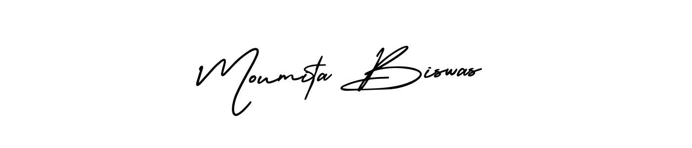 How to make Moumita Biswas name signature. Use AmerikaSignatureDemo-Regular style for creating short signs online. This is the latest handwritten sign. Moumita Biswas signature style 3 images and pictures png