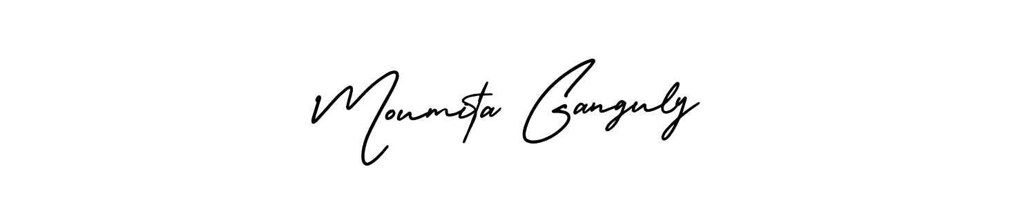 The best way (AmerikaSignatureDemo-Regular) to make a short signature is to pick only two or three words in your name. The name Moumita Ganguly include a total of six letters. For converting this name. Moumita Ganguly signature style 3 images and pictures png