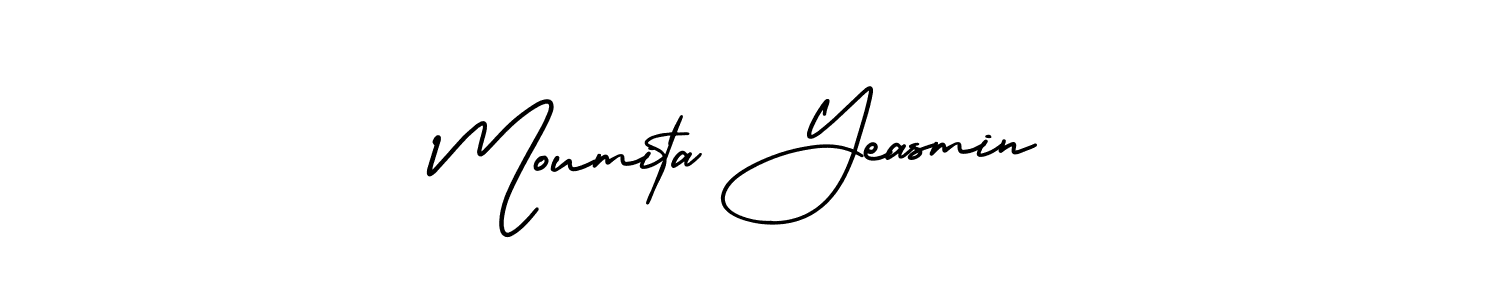 if you are searching for the best signature style for your name Moumita Yeasmin. so please give up your signature search. here we have designed multiple signature styles  using AmerikaSignatureDemo-Regular. Moumita Yeasmin signature style 3 images and pictures png