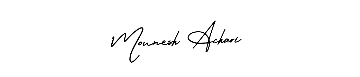 Mounesh Achari stylish signature style. Best Handwritten Sign (AmerikaSignatureDemo-Regular) for my name. Handwritten Signature Collection Ideas for my name Mounesh Achari. Mounesh Achari signature style 3 images and pictures png