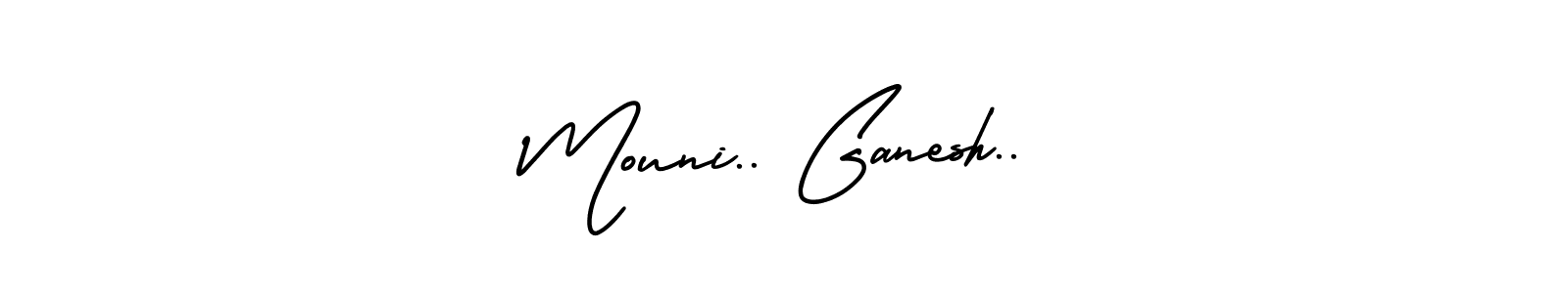 The best way (AmerikaSignatureDemo-Regular) to make a short signature is to pick only two or three words in your name. The name Mouni.. Ganesh.. include a total of six letters. For converting this name. Mouni.. Ganesh.. signature style 3 images and pictures png