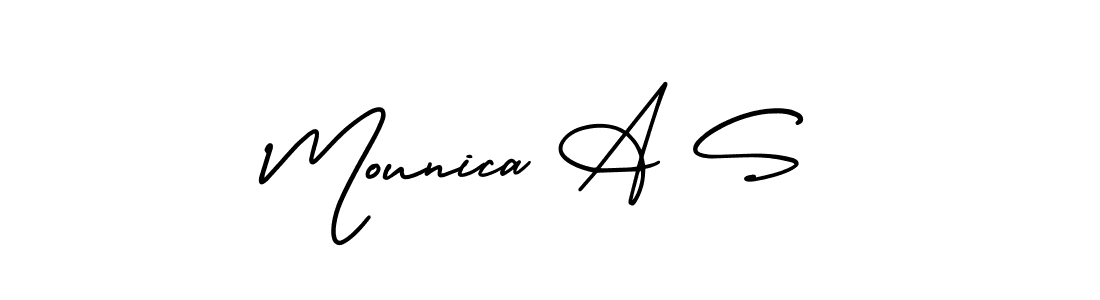 Create a beautiful signature design for name Mounica A S. With this signature (AmerikaSignatureDemo-Regular) fonts, you can make a handwritten signature for free. Mounica A S signature style 3 images and pictures png