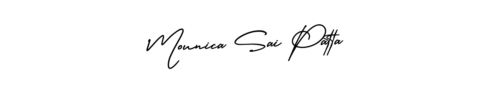 Mounica Sai Patta stylish signature style. Best Handwritten Sign (AmerikaSignatureDemo-Regular) for my name. Handwritten Signature Collection Ideas for my name Mounica Sai Patta. Mounica Sai Patta signature style 3 images and pictures png