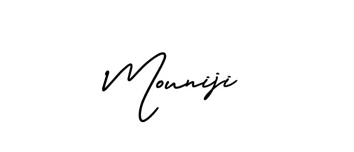 Mouniji stylish signature style. Best Handwritten Sign (AmerikaSignatureDemo-Regular) for my name. Handwritten Signature Collection Ideas for my name Mouniji. Mouniji signature style 3 images and pictures png