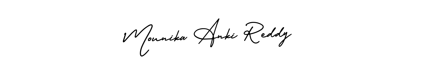 How to make Mounika Anki Reddy signature? AmerikaSignatureDemo-Regular is a professional autograph style. Create handwritten signature for Mounika Anki Reddy name. Mounika Anki Reddy signature style 3 images and pictures png