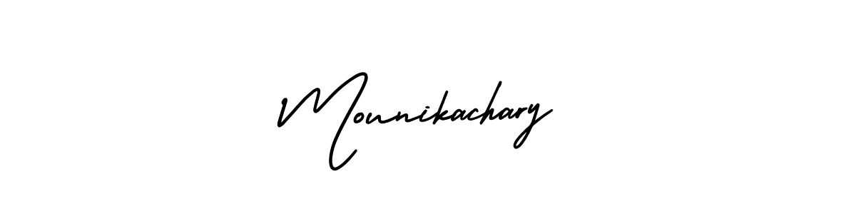 This is the best signature style for the Mounikachary name. Also you like these signature font (AmerikaSignatureDemo-Regular). Mix name signature. Mounikachary signature style 3 images and pictures png