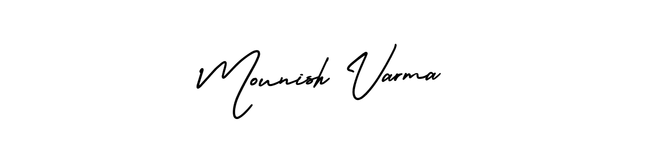Make a beautiful signature design for name Mounish Varma. With this signature (AmerikaSignatureDemo-Regular) style, you can create a handwritten signature for free. Mounish Varma signature style 3 images and pictures png
