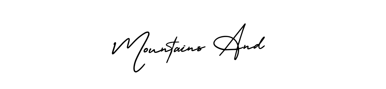 Create a beautiful signature design for name Mountains And. With this signature (AmerikaSignatureDemo-Regular) fonts, you can make a handwritten signature for free. Mountains And signature style 3 images and pictures png