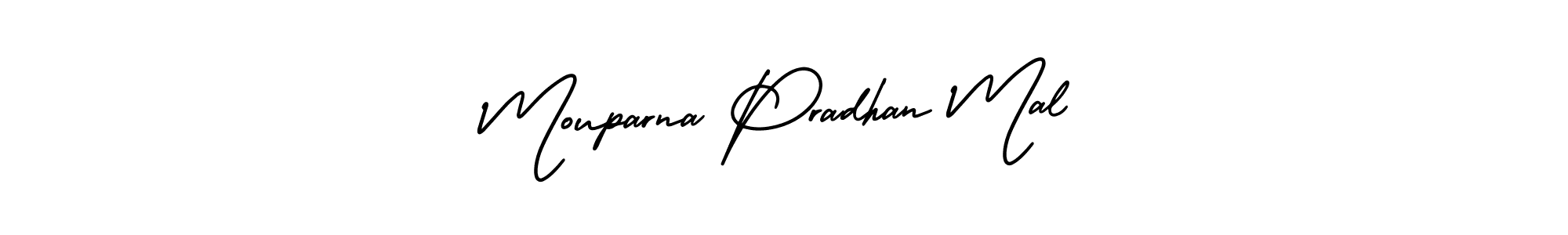 AmerikaSignatureDemo-Regular is a professional signature style that is perfect for those who want to add a touch of class to their signature. It is also a great choice for those who want to make their signature more unique. Get Mouparna Pradhan Mal name to fancy signature for free. Mouparna Pradhan Mal signature style 3 images and pictures png