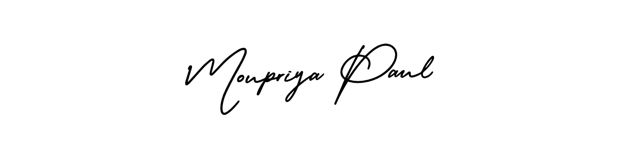 You should practise on your own different ways (AmerikaSignatureDemo-Regular) to write your name (Moupriya Paul) in signature. don't let someone else do it for you. Moupriya Paul signature style 3 images and pictures png