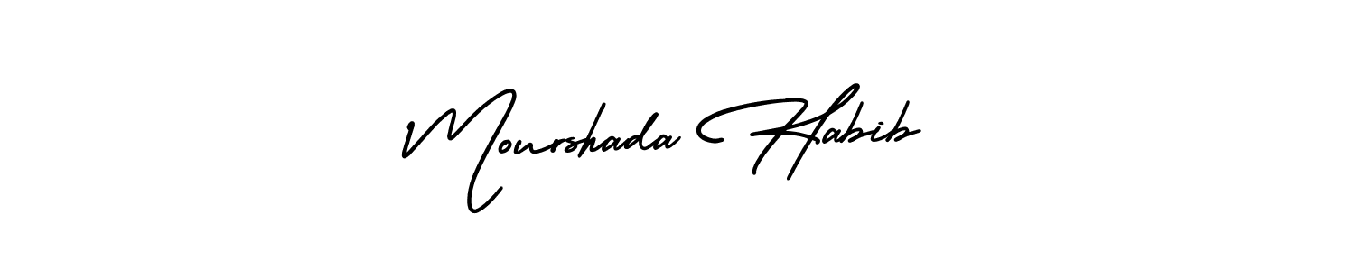 This is the best signature style for the Mourshada Habib name. Also you like these signature font (AmerikaSignatureDemo-Regular). Mix name signature. Mourshada Habib signature style 3 images and pictures png