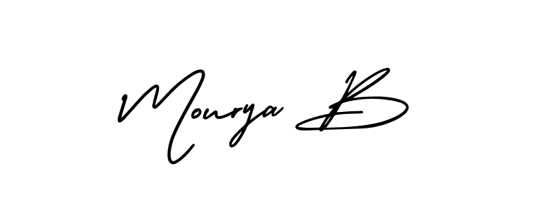 The best way (AmerikaSignatureDemo-Regular) to make a short signature is to pick only two or three words in your name. The name Mourya B include a total of six letters. For converting this name. Mourya B signature style 3 images and pictures png