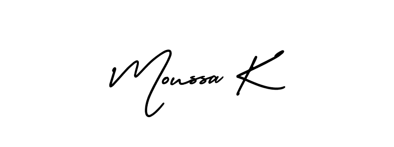 You should practise on your own different ways (AmerikaSignatureDemo-Regular) to write your name (Moussa K) in signature. don't let someone else do it for you. Moussa K signature style 3 images and pictures png