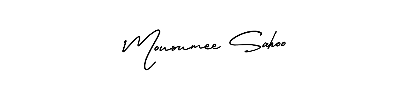 It looks lik you need a new signature style for name Mousumee Sahoo. Design unique handwritten (AmerikaSignatureDemo-Regular) signature with our free signature maker in just a few clicks. Mousumee Sahoo signature style 3 images and pictures png