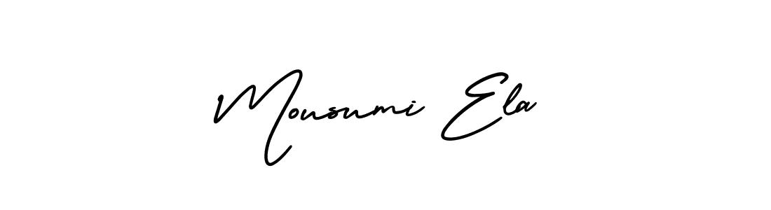 Similarly AmerikaSignatureDemo-Regular is the best handwritten signature design. Signature creator online .You can use it as an online autograph creator for name Mousumi Ela. Mousumi Ela signature style 3 images and pictures png