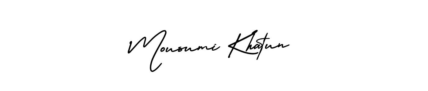Mousumi Khatun stylish signature style. Best Handwritten Sign (AmerikaSignatureDemo-Regular) for my name. Handwritten Signature Collection Ideas for my name Mousumi Khatun. Mousumi Khatun signature style 3 images and pictures png