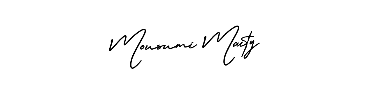 How to make Mousumi Maity signature? AmerikaSignatureDemo-Regular is a professional autograph style. Create handwritten signature for Mousumi Maity name. Mousumi Maity signature style 3 images and pictures png