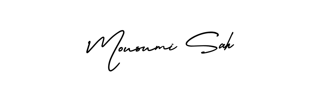 Mousumi Sah stylish signature style. Best Handwritten Sign (AmerikaSignatureDemo-Regular) for my name. Handwritten Signature Collection Ideas for my name Mousumi Sah. Mousumi Sah signature style 3 images and pictures png