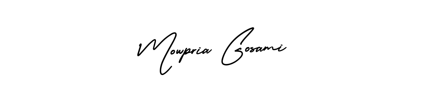 It looks lik you need a new signature style for name Mowpria Gosami. Design unique handwritten (AmerikaSignatureDemo-Regular) signature with our free signature maker in just a few clicks. Mowpria Gosami signature style 3 images and pictures png