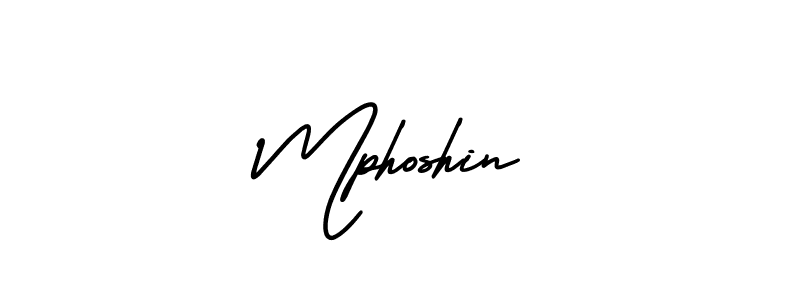 How to make Mphoshin name signature. Use AmerikaSignatureDemo-Regular style for creating short signs online. This is the latest handwritten sign. Mphoshin signature style 3 images and pictures png